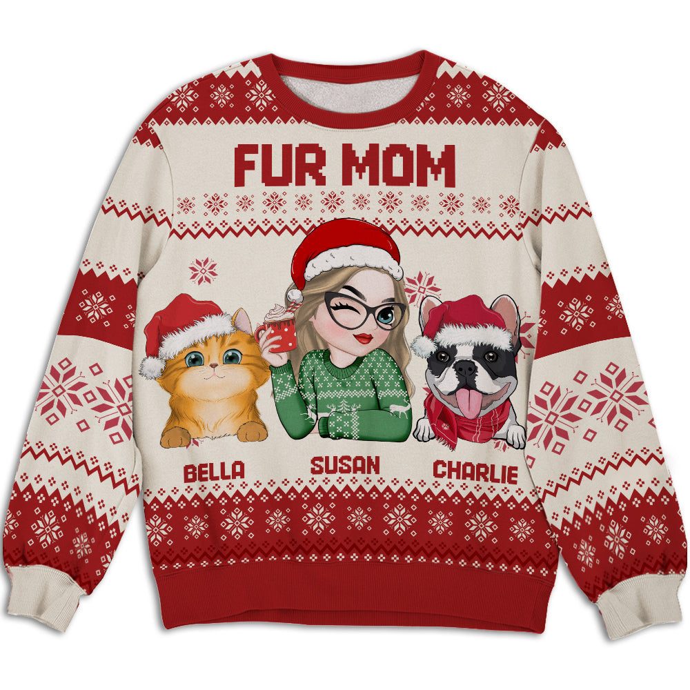 Fur Mom Christmas - Personalized Custom All-Over-Print Sweatshirt