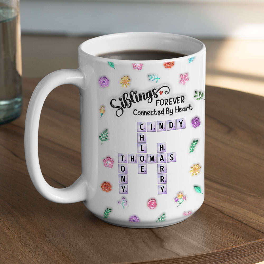 Sister Connect By Heart Forever - Personalized Custom 3D Inflated Effect Coffee Mug