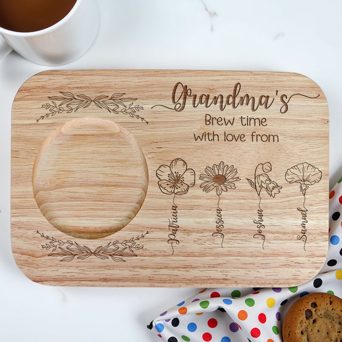 Brew Time With Love - Personalized Custom Wooden Treat Board