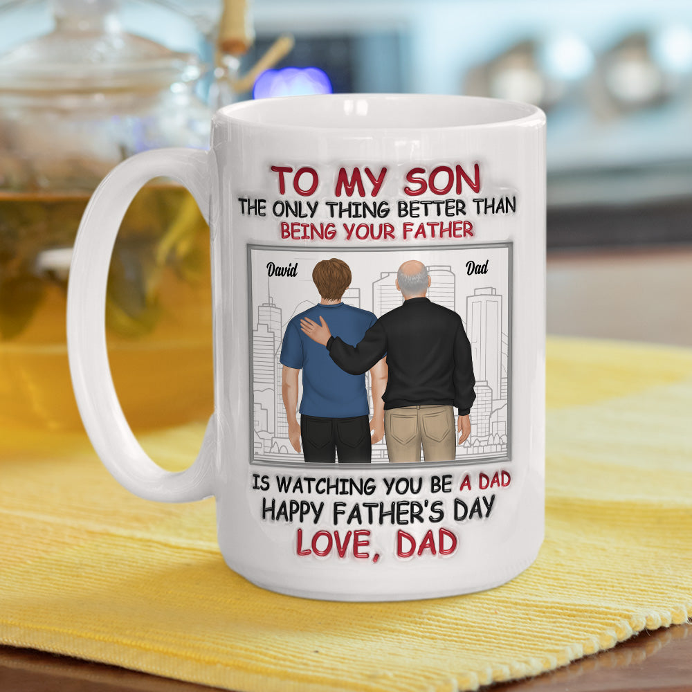 Fatherhood Looks Good On You - Personalized Custom 3D Inflated Effect Mug