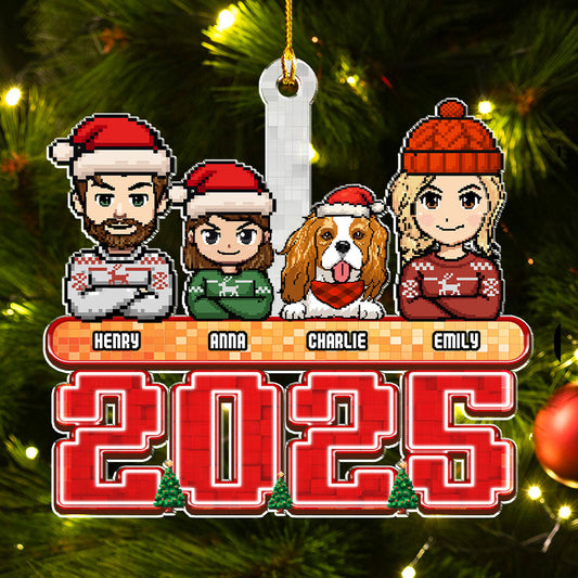 Family Pixel 2025 - Personalized Custom Acrylic Ornament