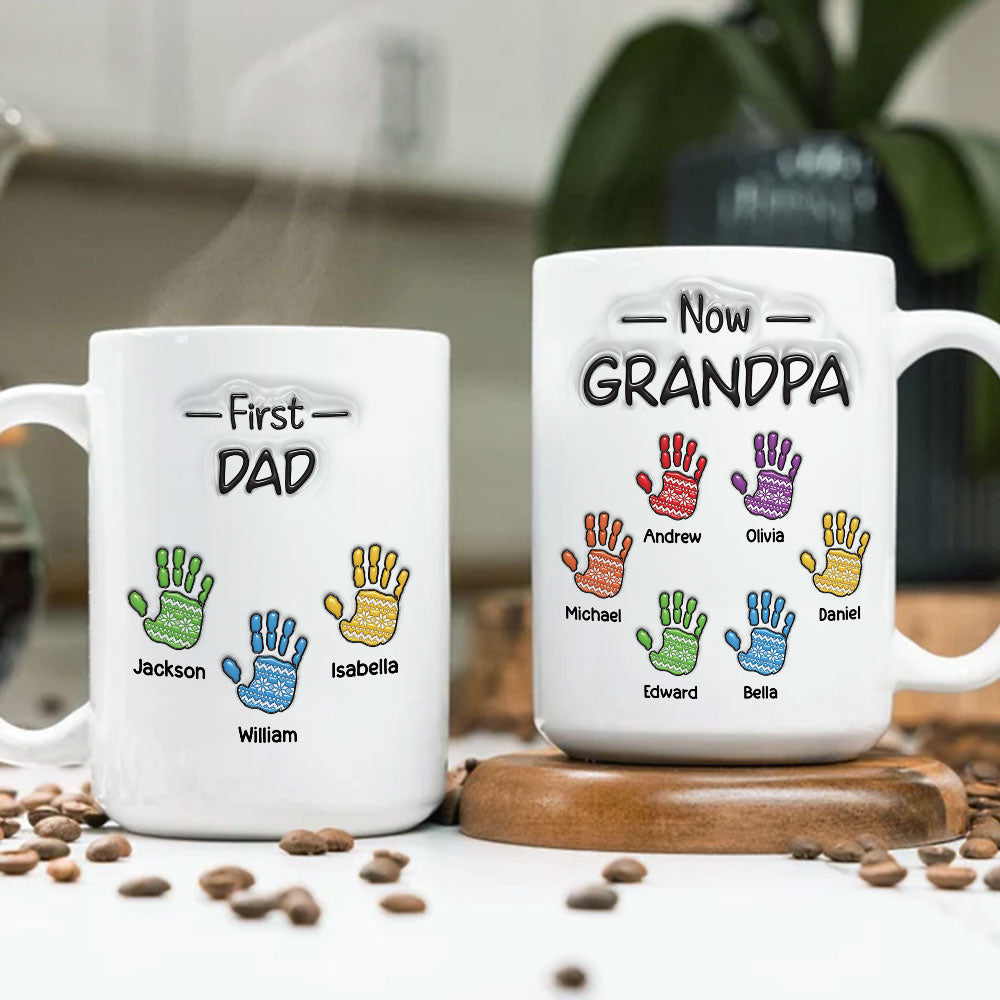 First Dad Now Proud Grandpa - Personalized Custom 3D Inflated Effect Mug