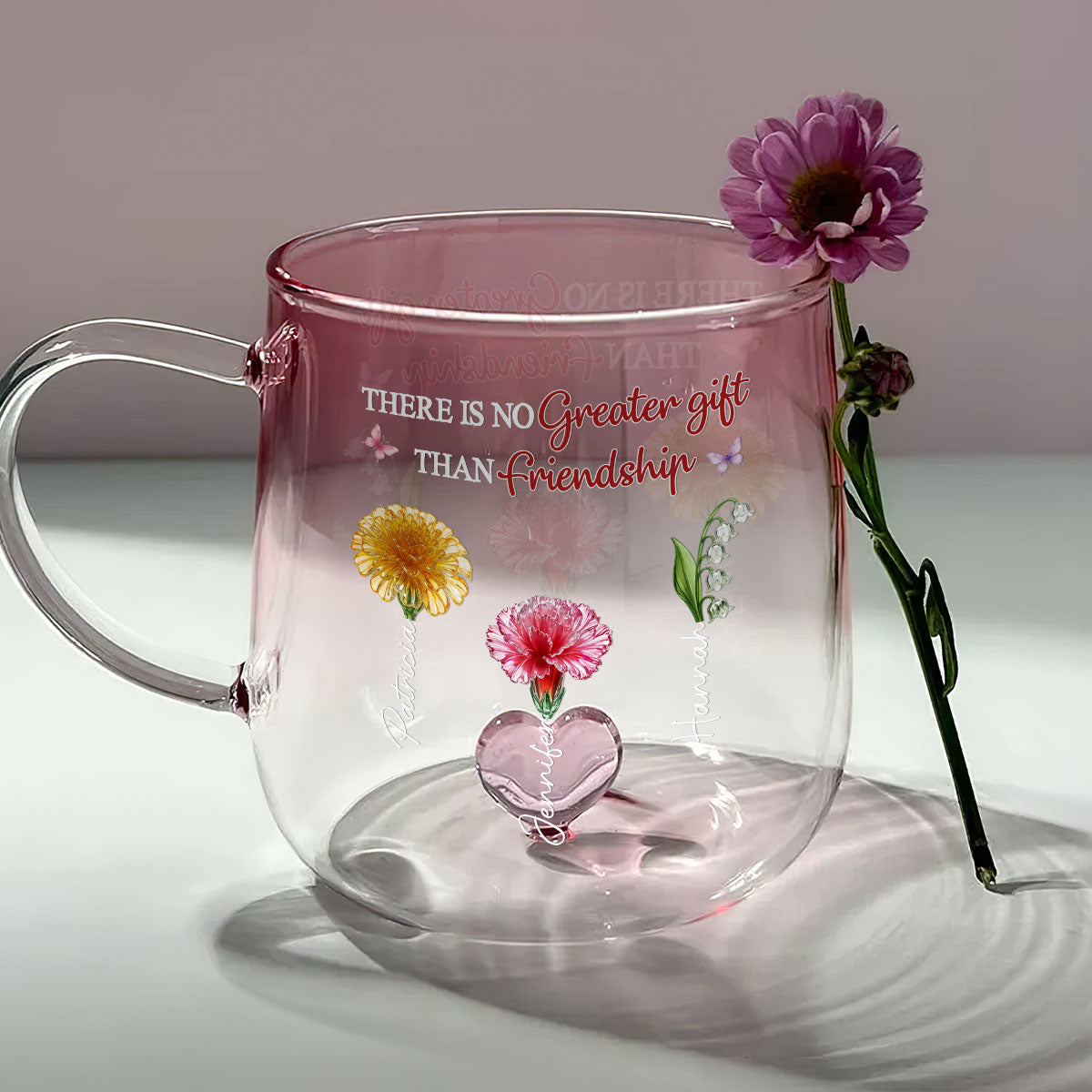Friendship Is A Gift - Personalized Custom Pink Gradient Glass Mug