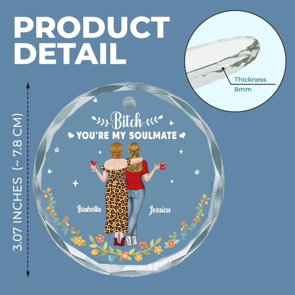 You Are My Soul Mate - Personalized Custom Glass Ornament