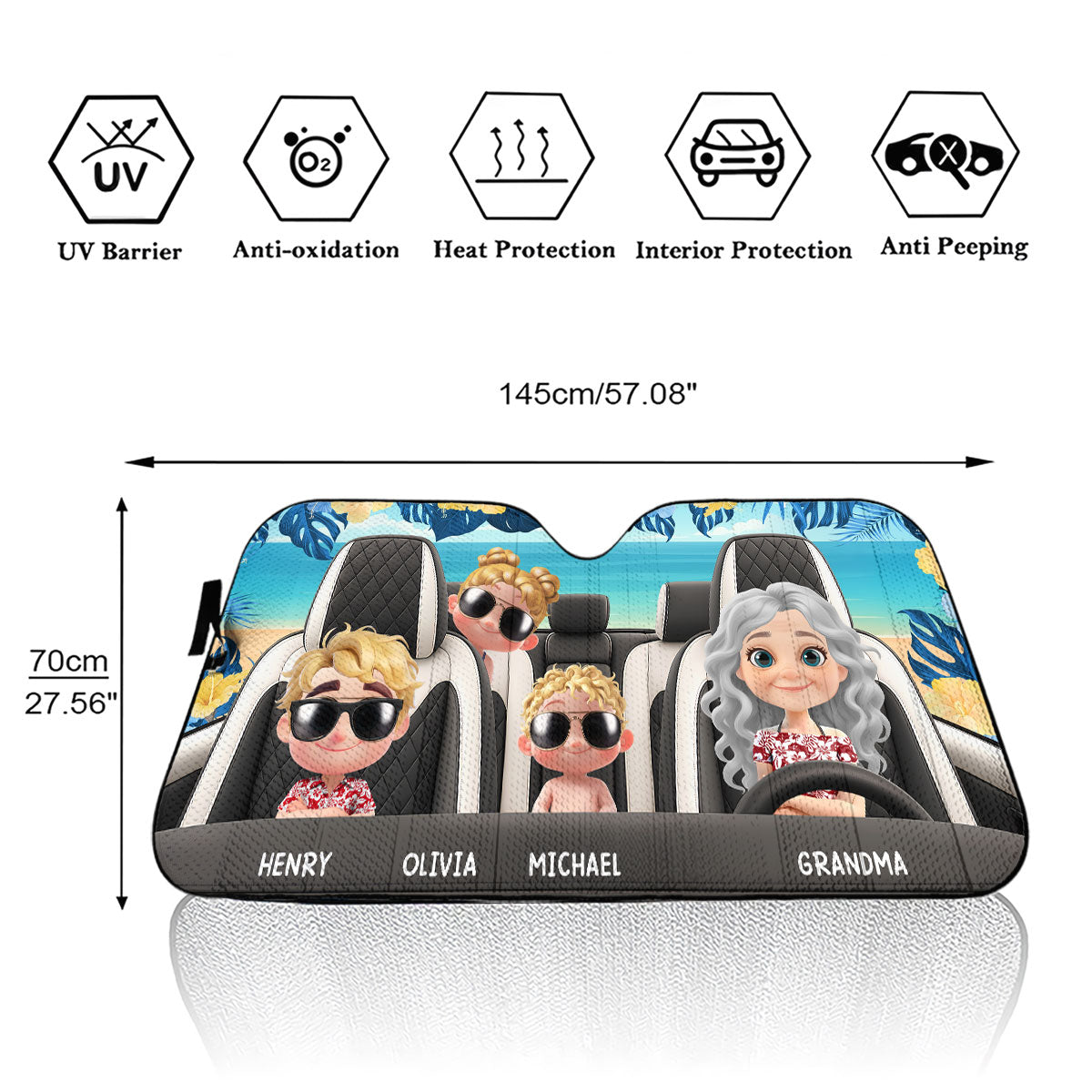 Summer With My Grandkids - Personalized Car Sunshade