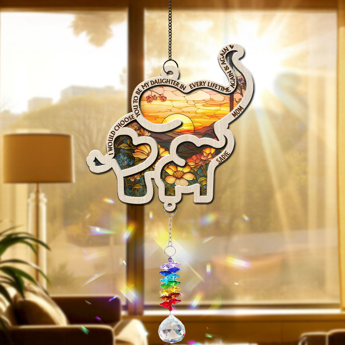 Always Choose You - Personalized Custom Suncatcher With Crystal Rainbow Charm