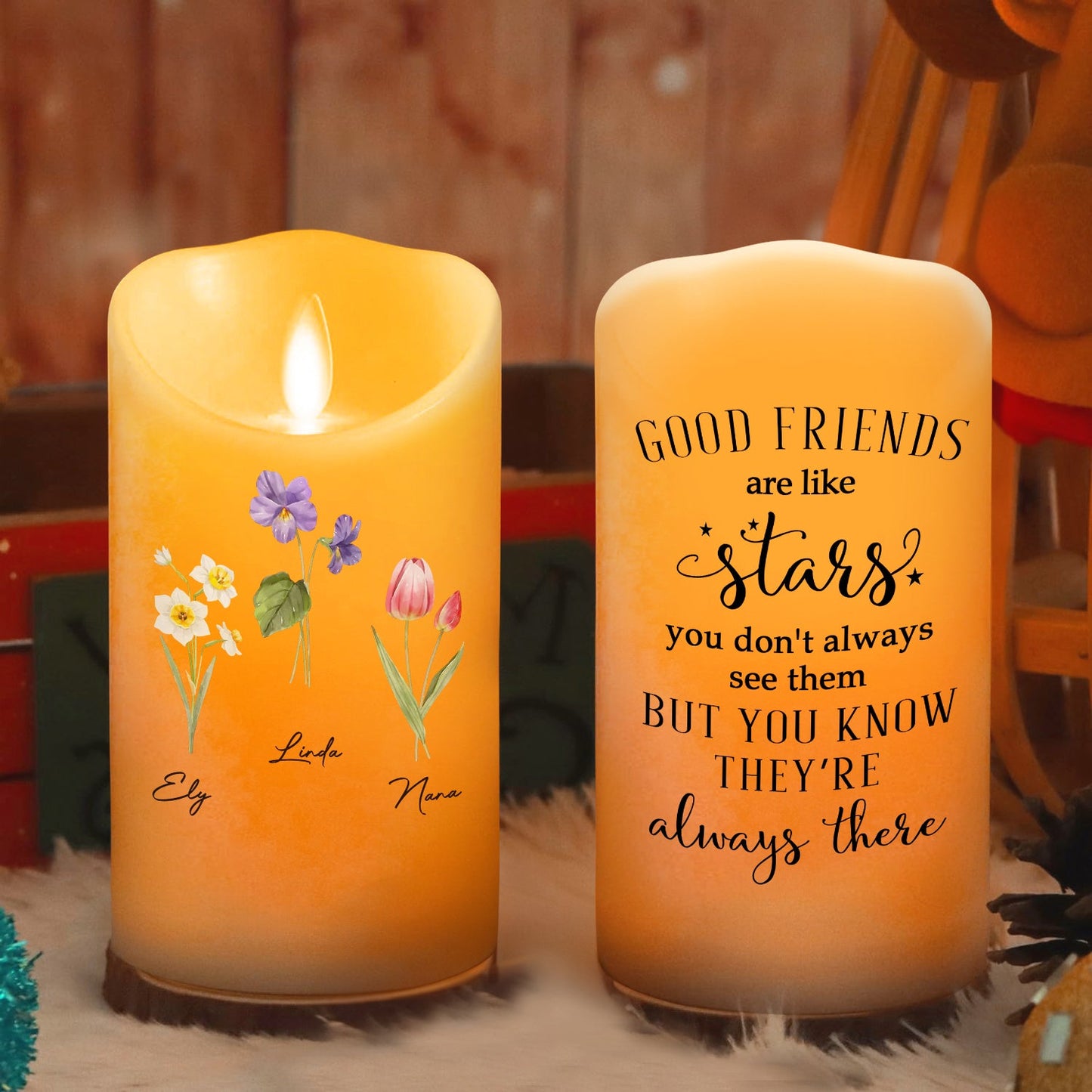 Friends Like Stars - Personalized Custom LED Candle