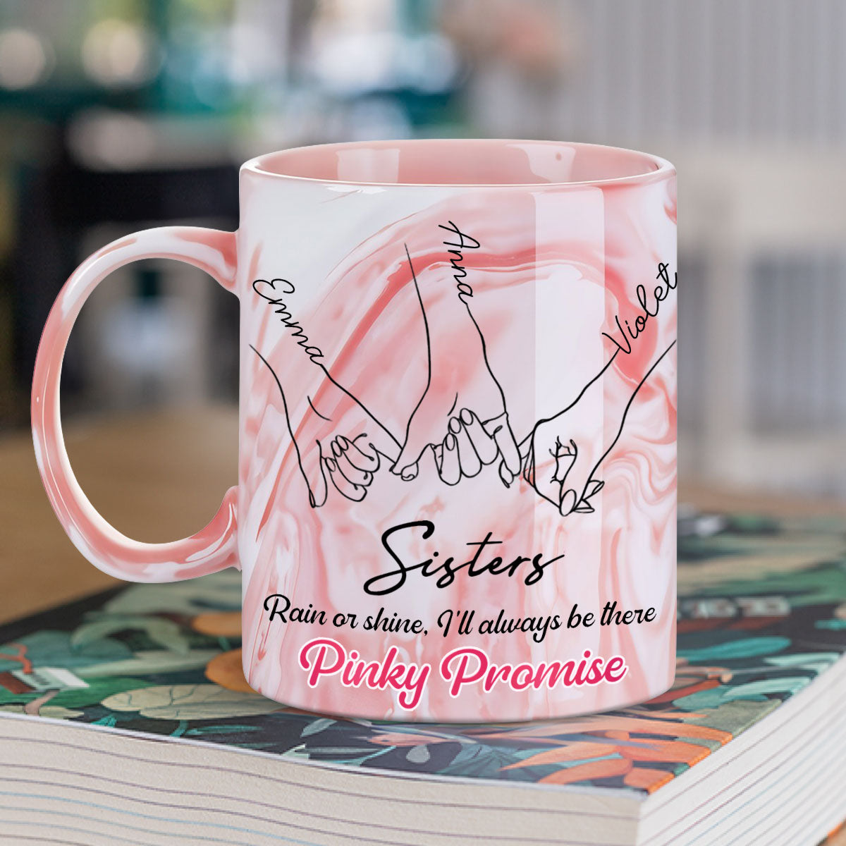 Pinky Promise - Personalized Custom Pink Marble Mug
