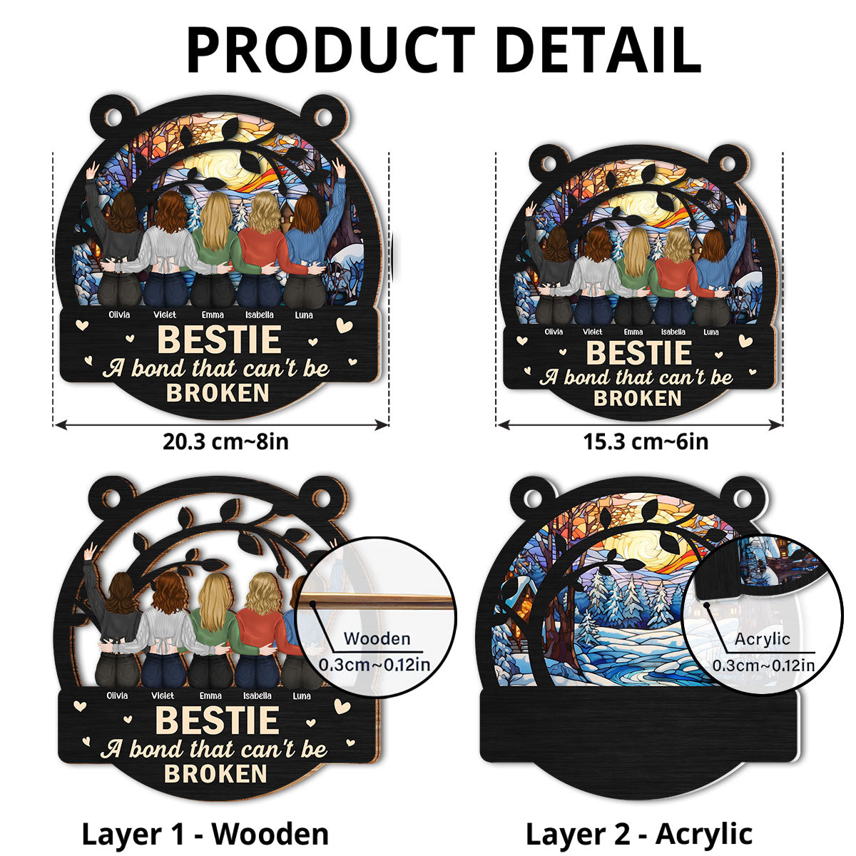 Bestie Love - Personalized Custom Suncatcher