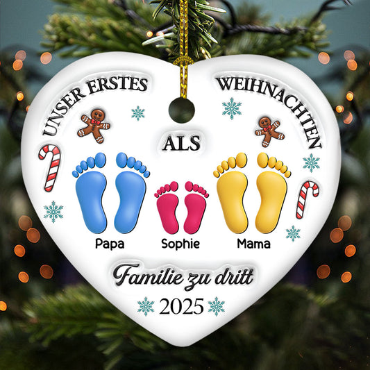 Unser erstes Weihnachten â€?Personalisierter Herz-Keramikanhänger mit 3D-Effekt
