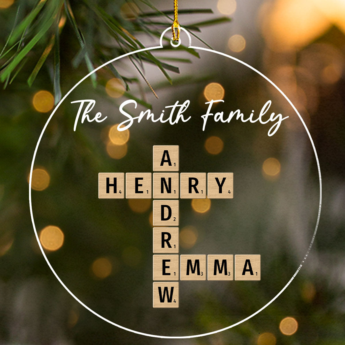 Family Crossword Art - Personalized Custom Acrylic Ornament
