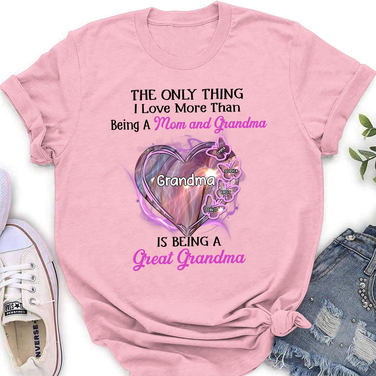 Being A Great Grandma - Personalized Custom Shirt