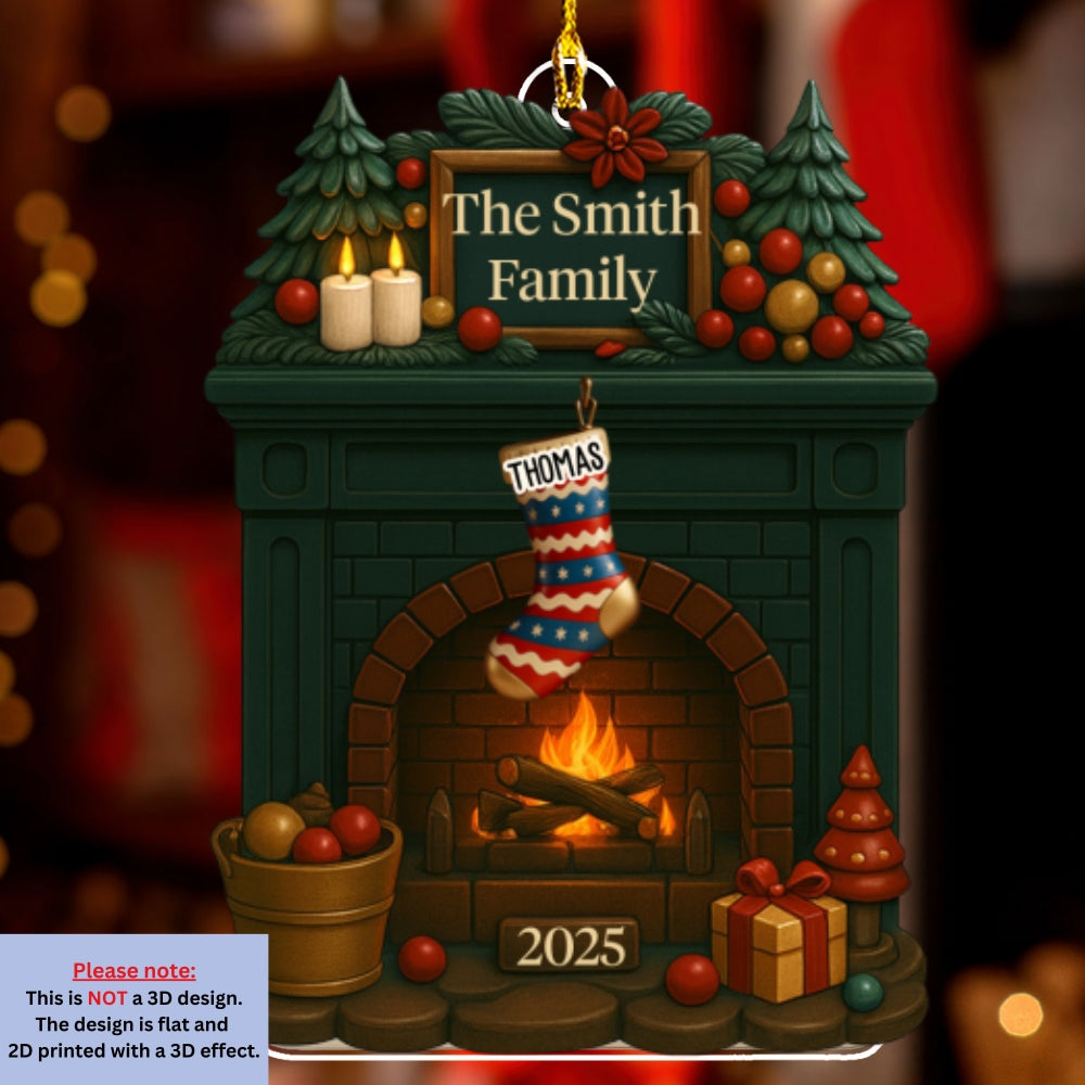 Family Fireplace - Personalized Custom Acrylic Ornament