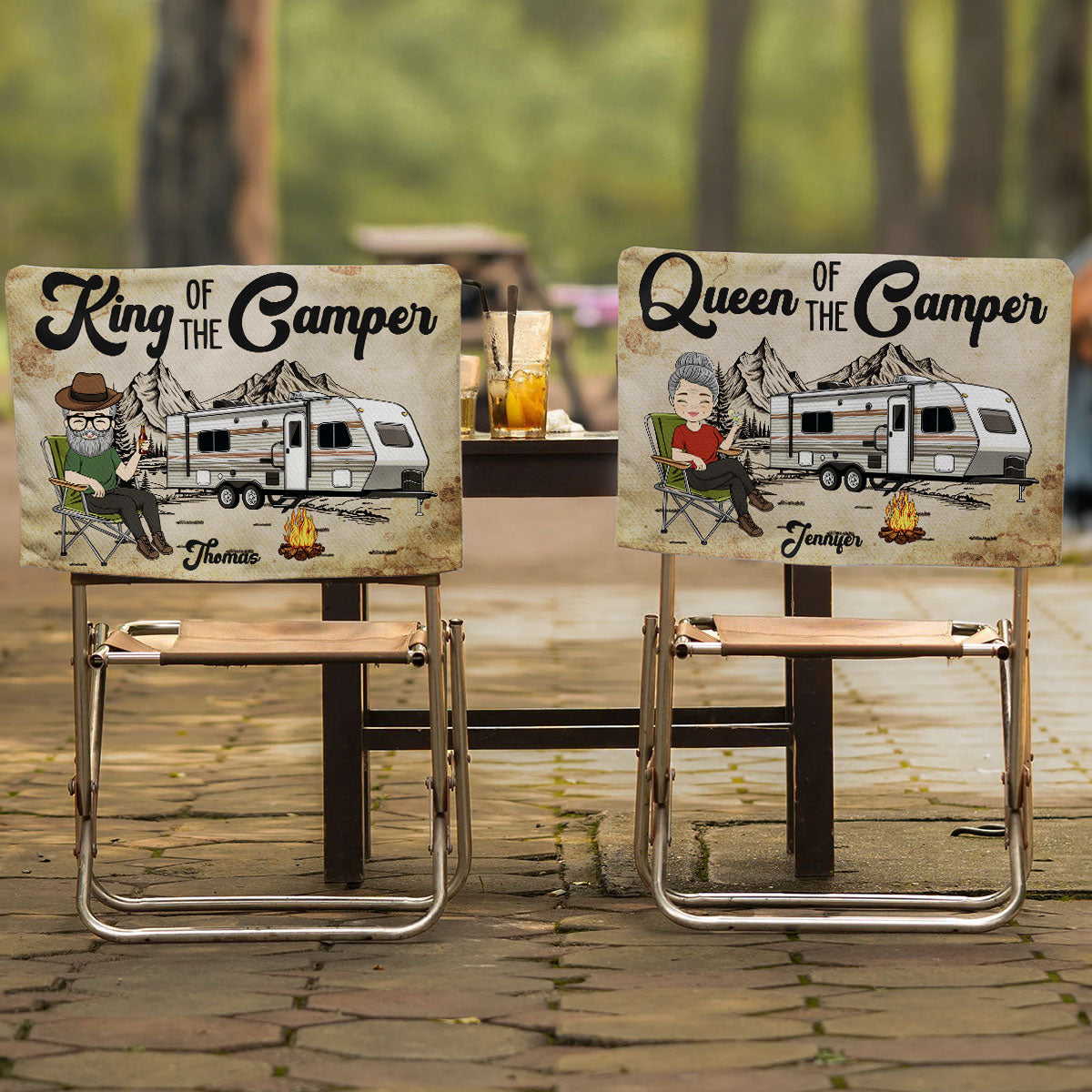 King Queen Of The Camper -  Personalized Custom Camping Chair Cover
