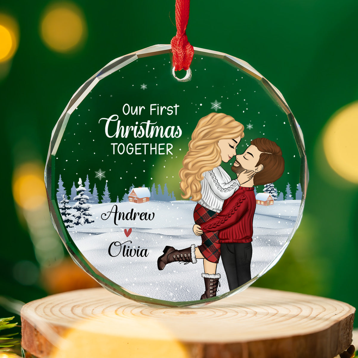 Our First Christmas 2024 - Personalized Custom Glass Ornament