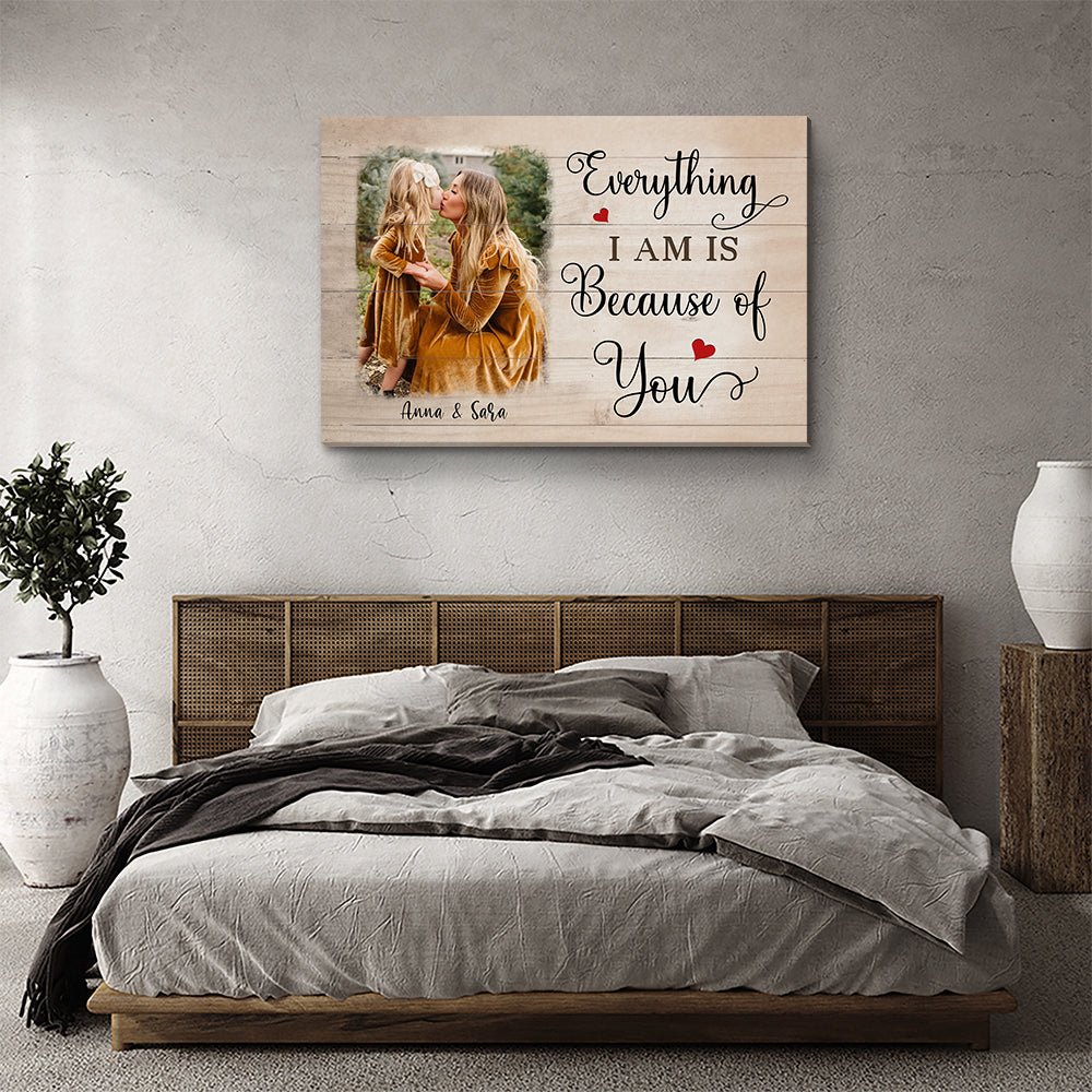 Everything I Am Is Because Of You - Personalized Custom Photo Canvas