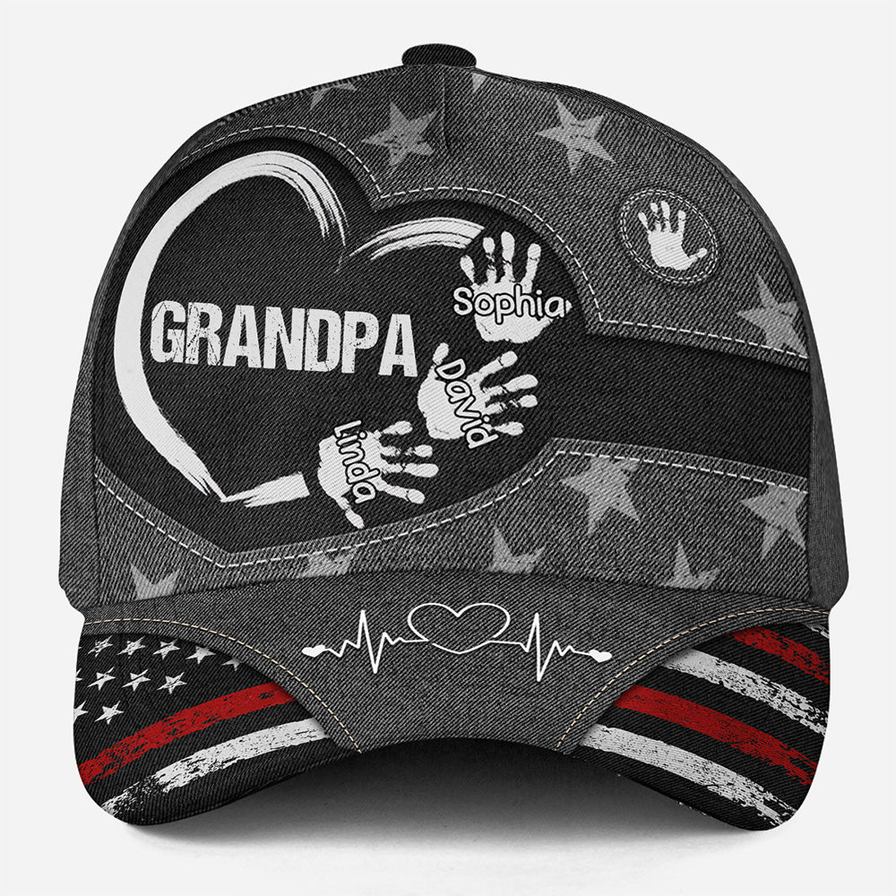 Grandpa Dad Kids Handprints - Personalized Custom Classic Cap