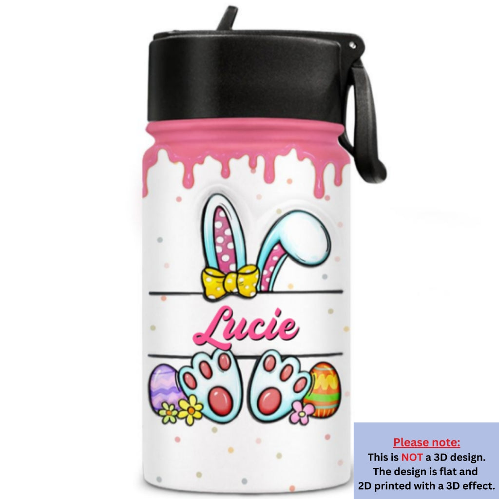 Cute Bunny Easter Eggs - Personalized Custom 3D Inflated Effect Kids Water Bottle