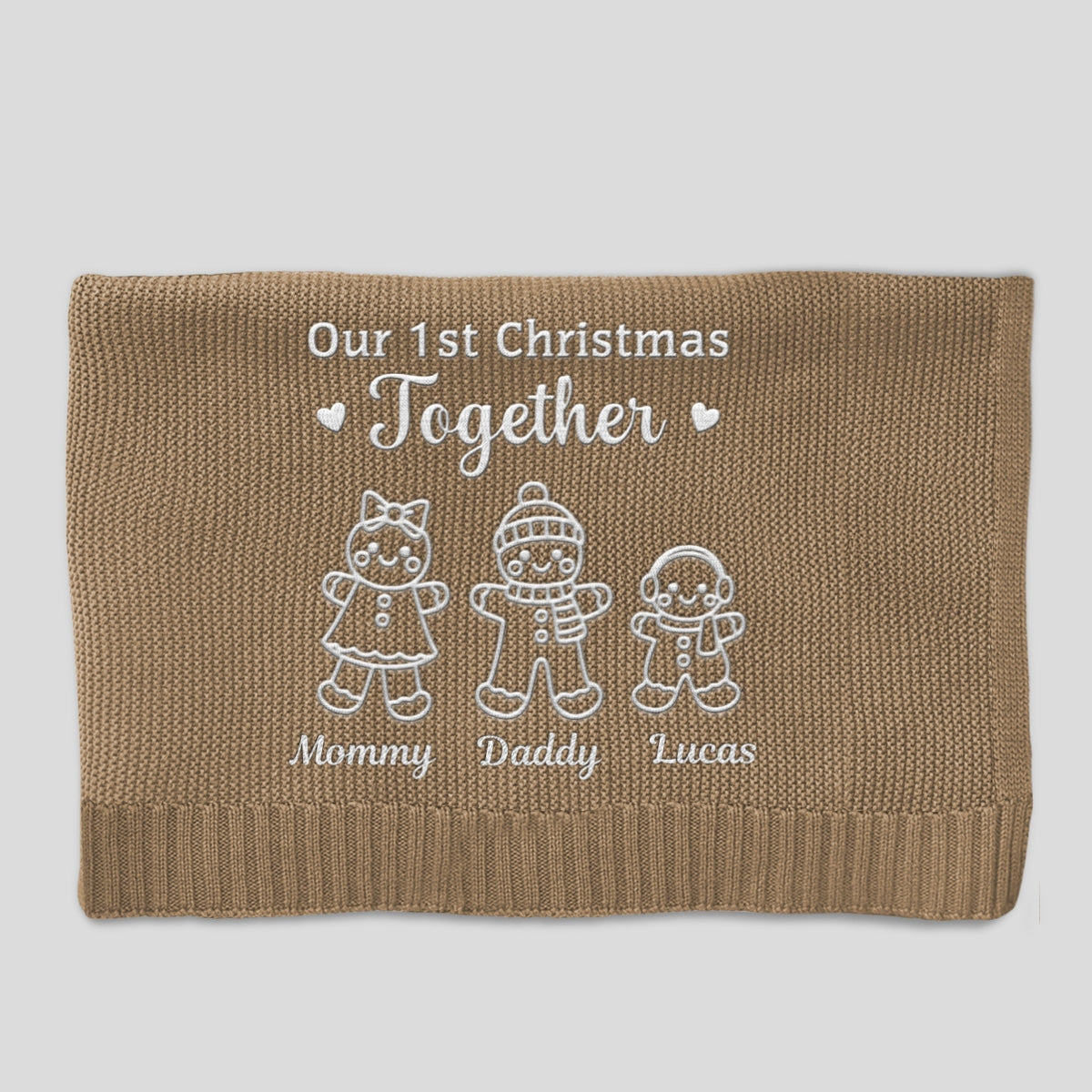 Our 1st Christmas Together - Personalized Custom Embroidered Knitted Baby Blanket
