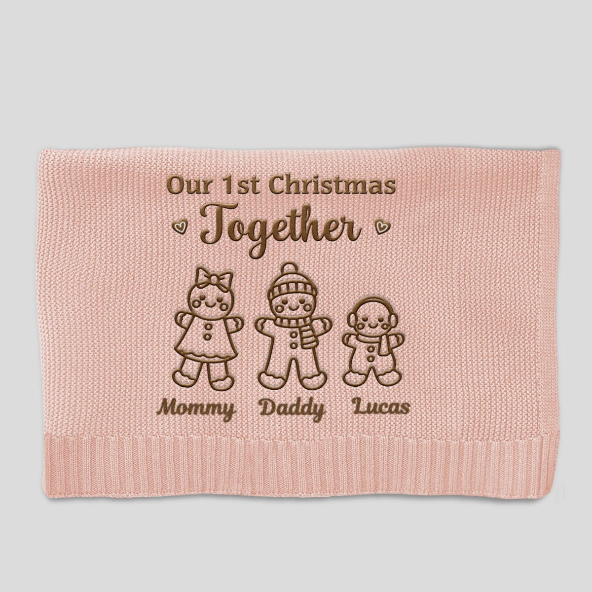 Our 1st Christmas Together - Personalized Custom Embroidered Knitted Baby Blanket