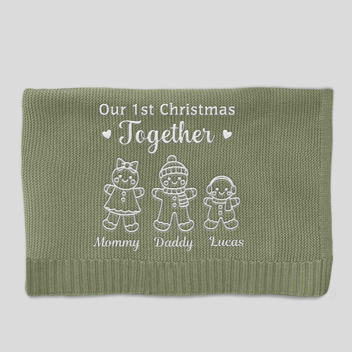 Our 1st Christmas Together - Personalized Custom Embroidered Knitted Baby Blanket