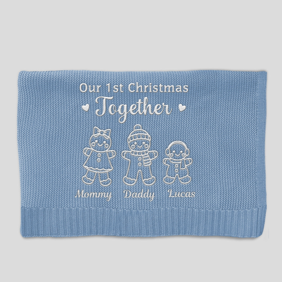 Our 1st Christmas Together - Personalized Custom Embroidered Knitted Baby Blanket