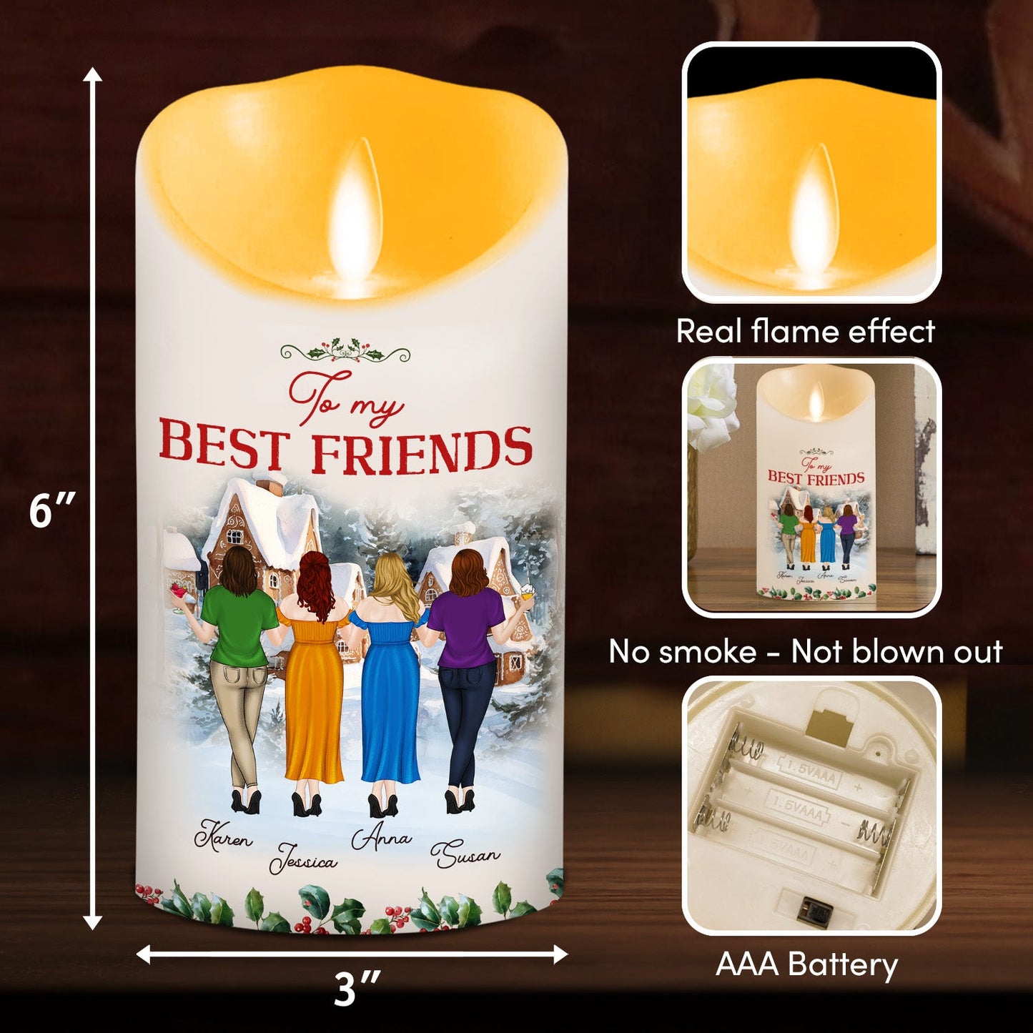 Christmas Cozy Crew - Personalized Custom LED Candle