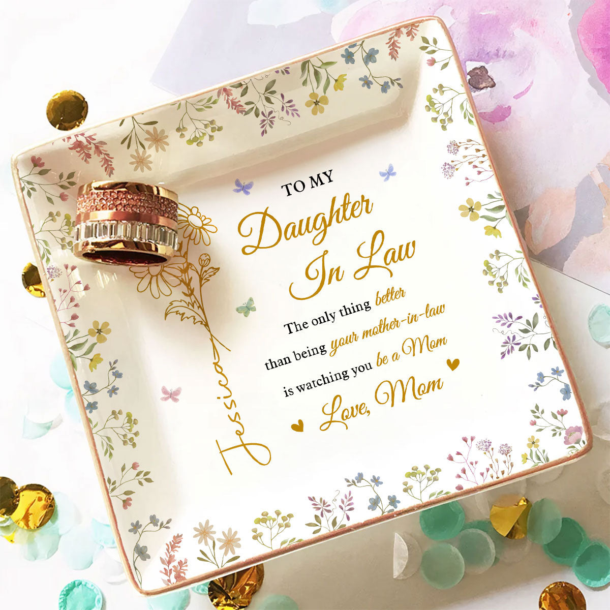 Love My Daughter Be A Mom - Personalized Custom Jewelry Dish