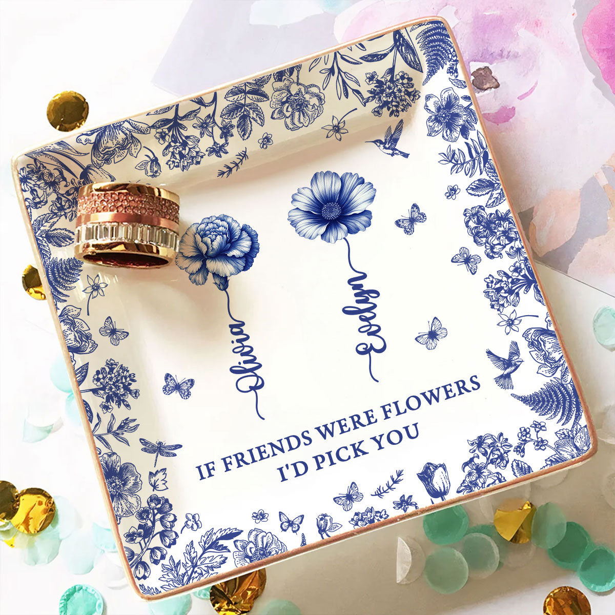 I Would Pick You Toile - Personalized Custom Jewelry Dish