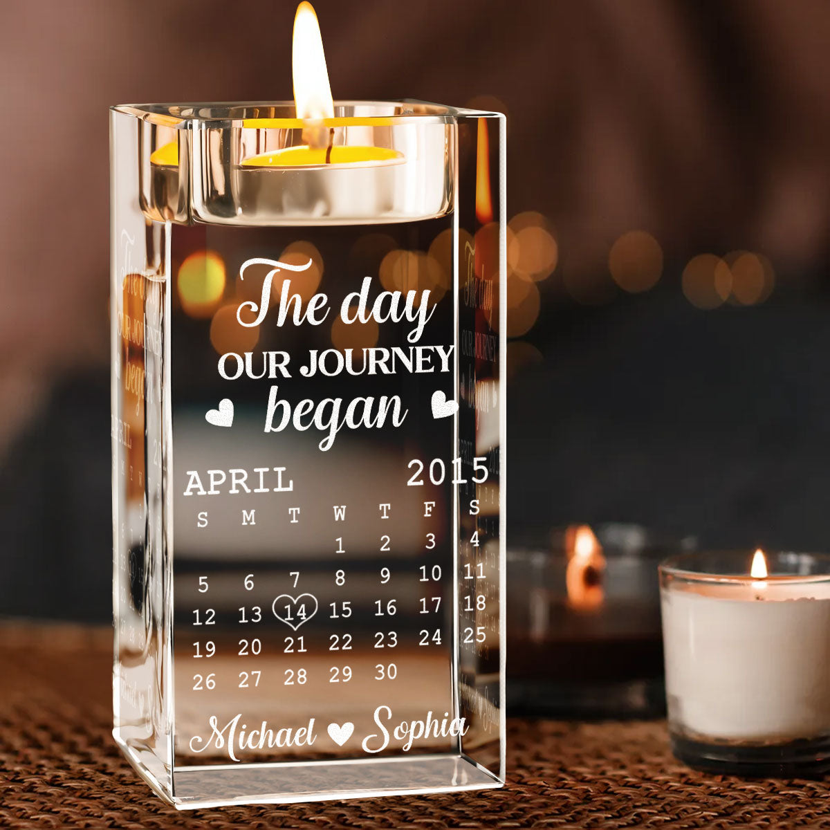 The Day - Personalized Custom Crystal Candle Holder