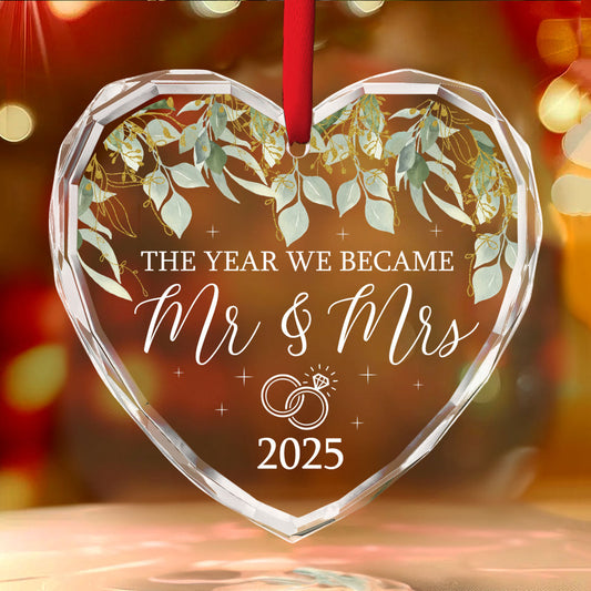 We Became Mr And Mrs - Personalized Custom Glass Ornament