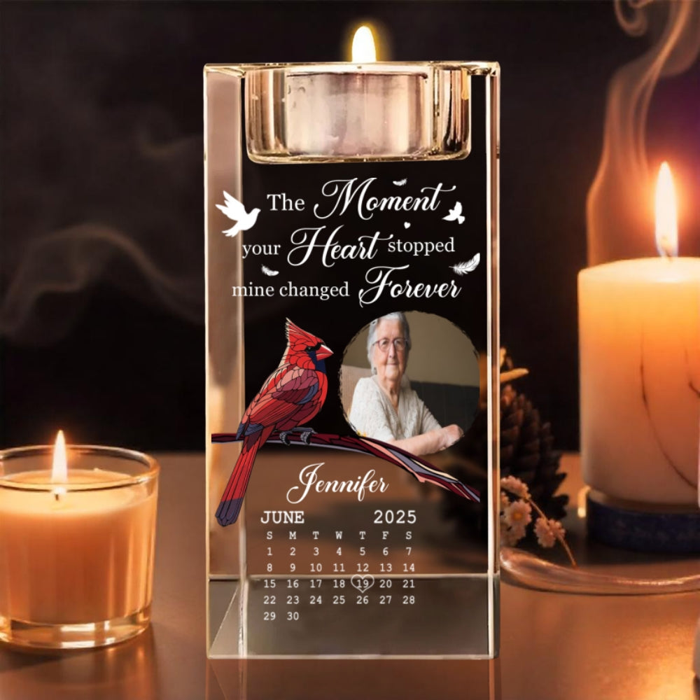 The Moment Your Heart Stopped - Personalized Custom Crystal Candle Holder