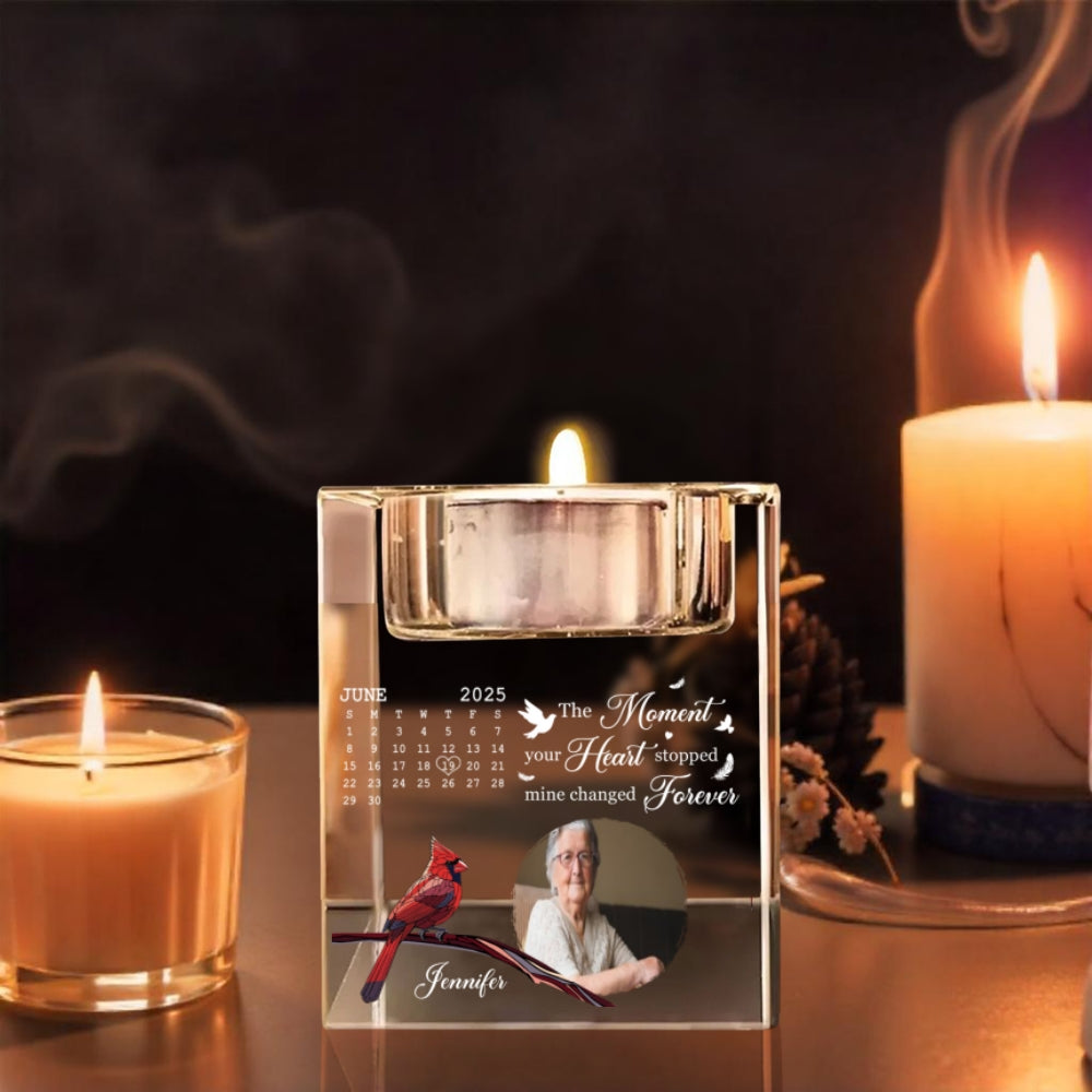The Moment Your Heart Stopped - Personalized Custom Crystal Candle Holder