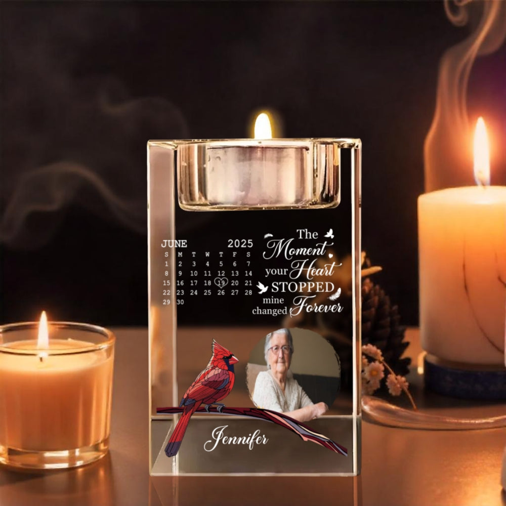 The Moment Your Heart Stopped - Personalized Custom Crystal Candle Holder