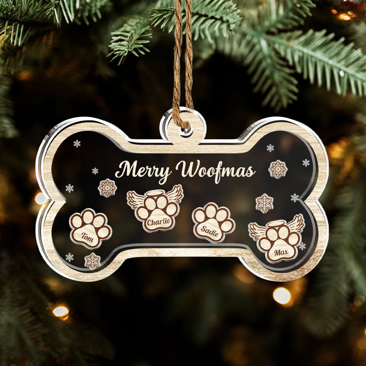 Paw Merry Woofmas - Personalized Custom Acrylic Shaker Ornament
