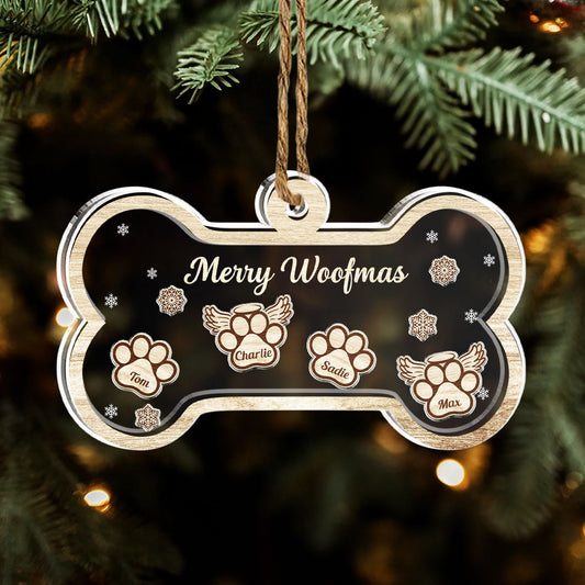 Paw Merry Woofmas - Personalized Custom Acrylic Shaker Ornament