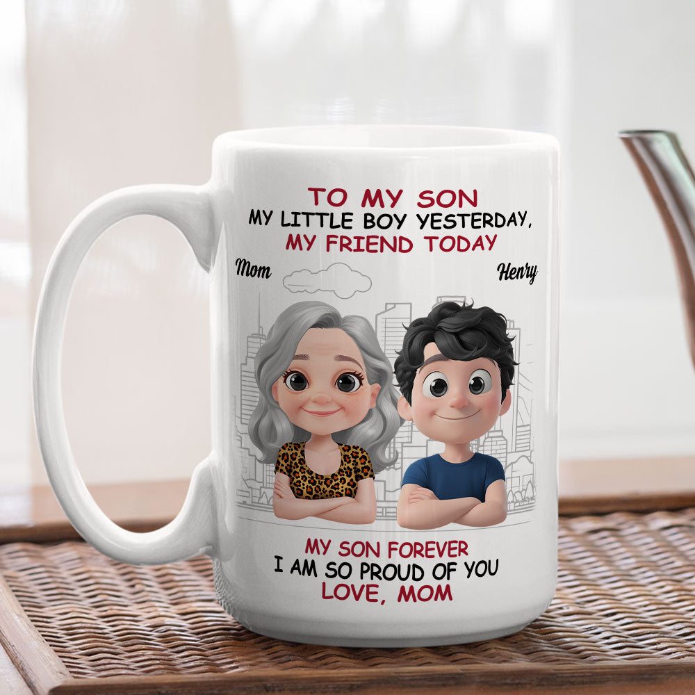 Love You More Each Day Son - Personalized Custom Coffee Mug