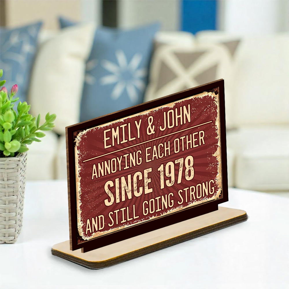 Annoying Each Other  - Personalized Custom 2-Layer Wood Plaque With Flat Base