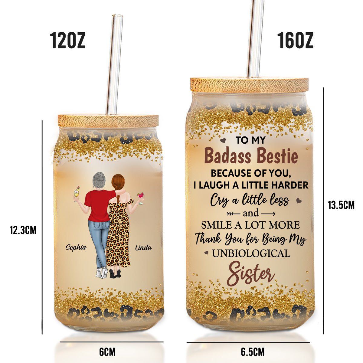Because Of You I Laugh A Little Harder - Personalized Custom Glass Can