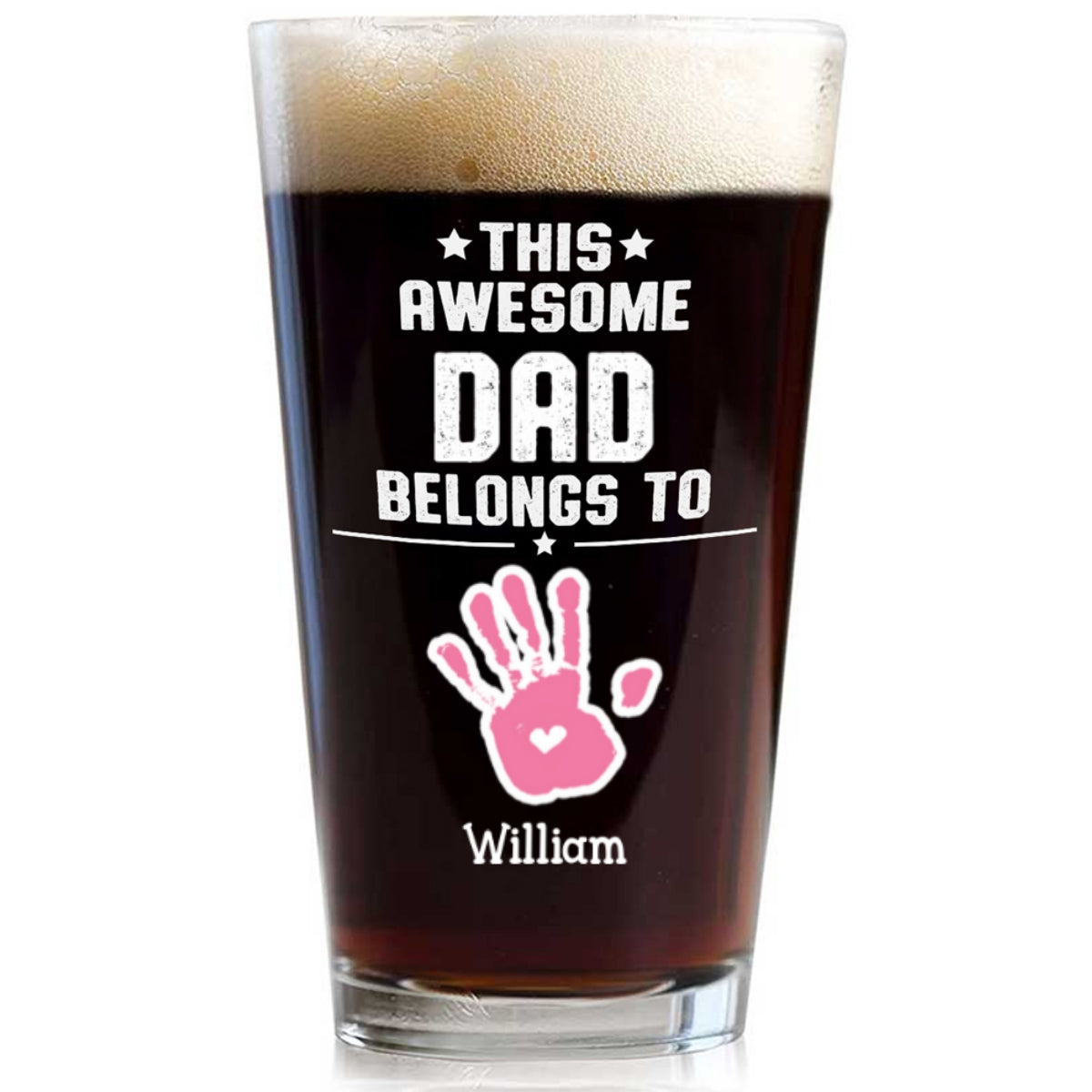 This Awesome Dad Belongs To - Personalized Custom Beer Glass