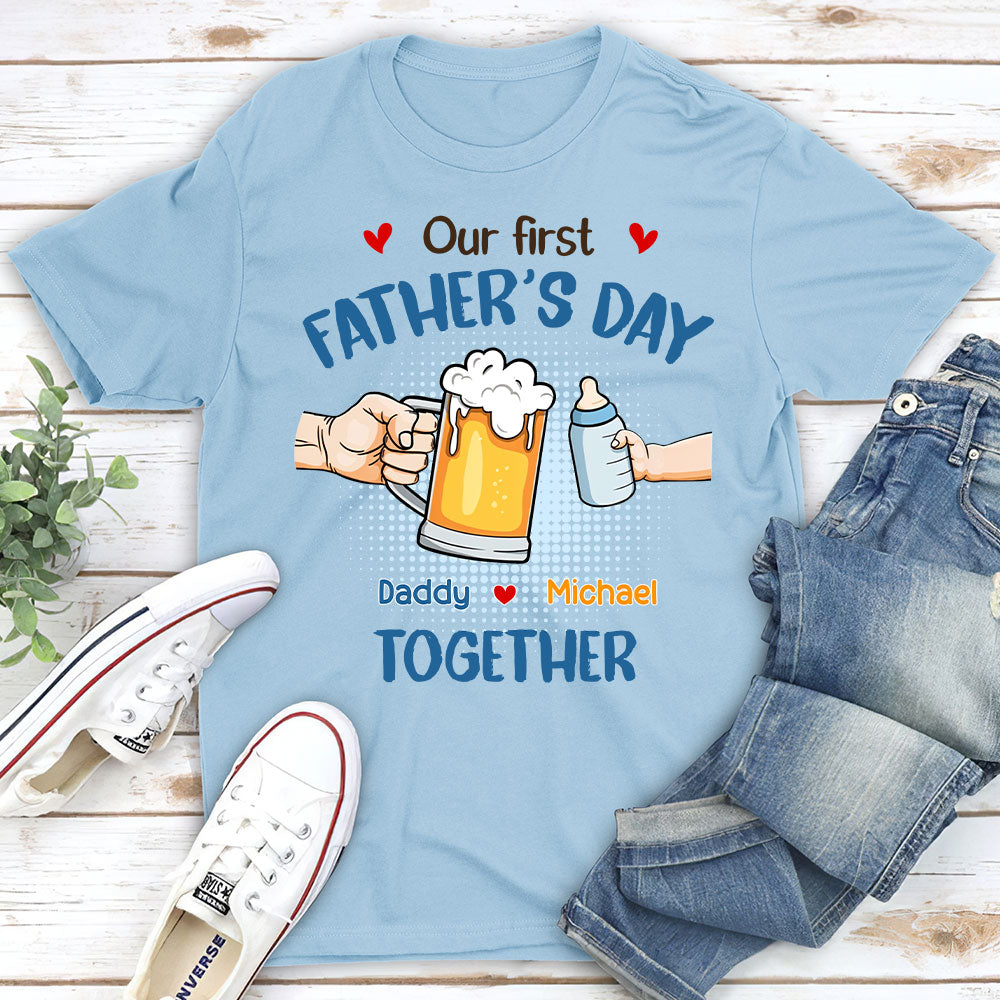 Our First Father Day Cheer - Personalized Custom T-shirt And Onesie