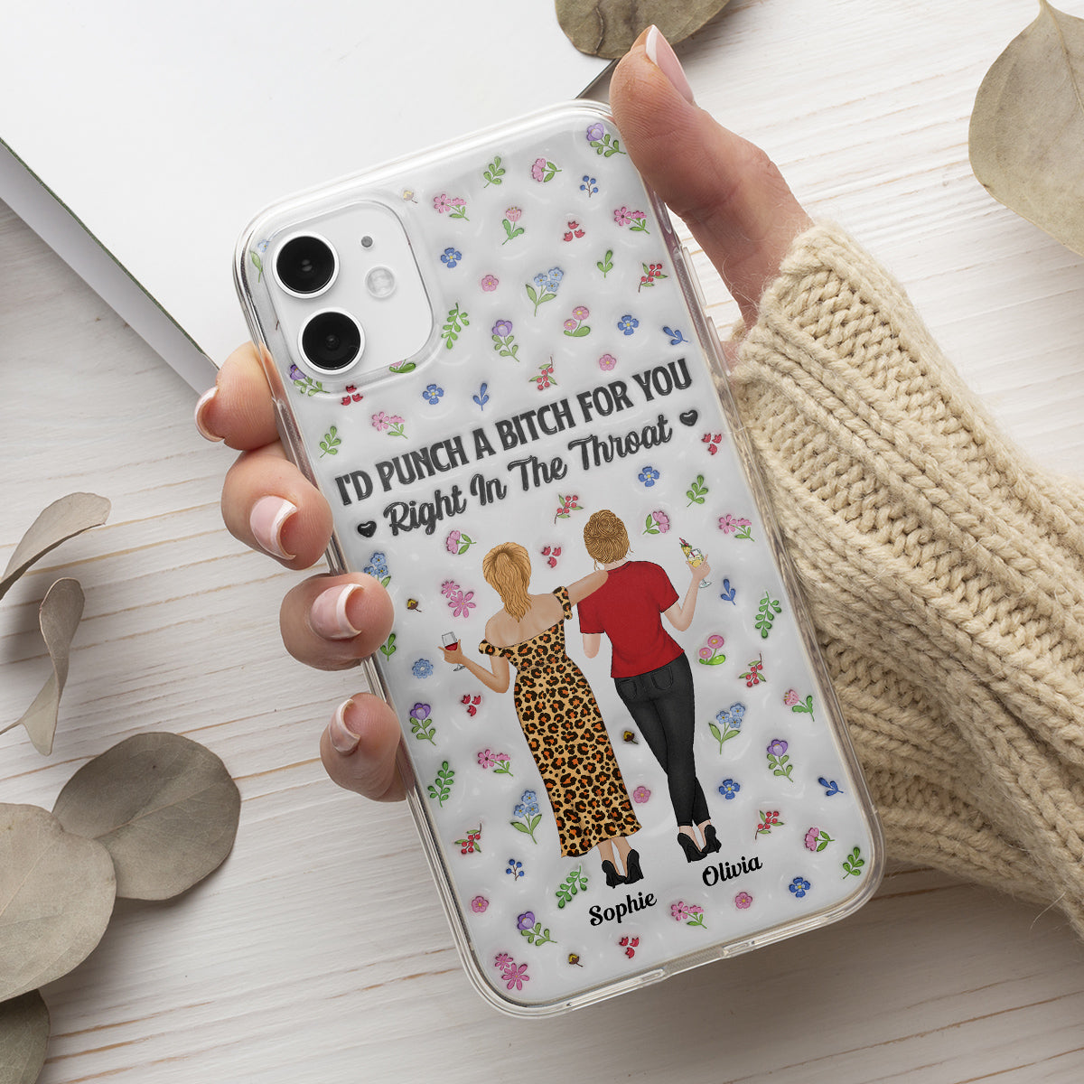 Punch Bitch Besties - Personalized Custom 3D Inflated Effect Phone Case