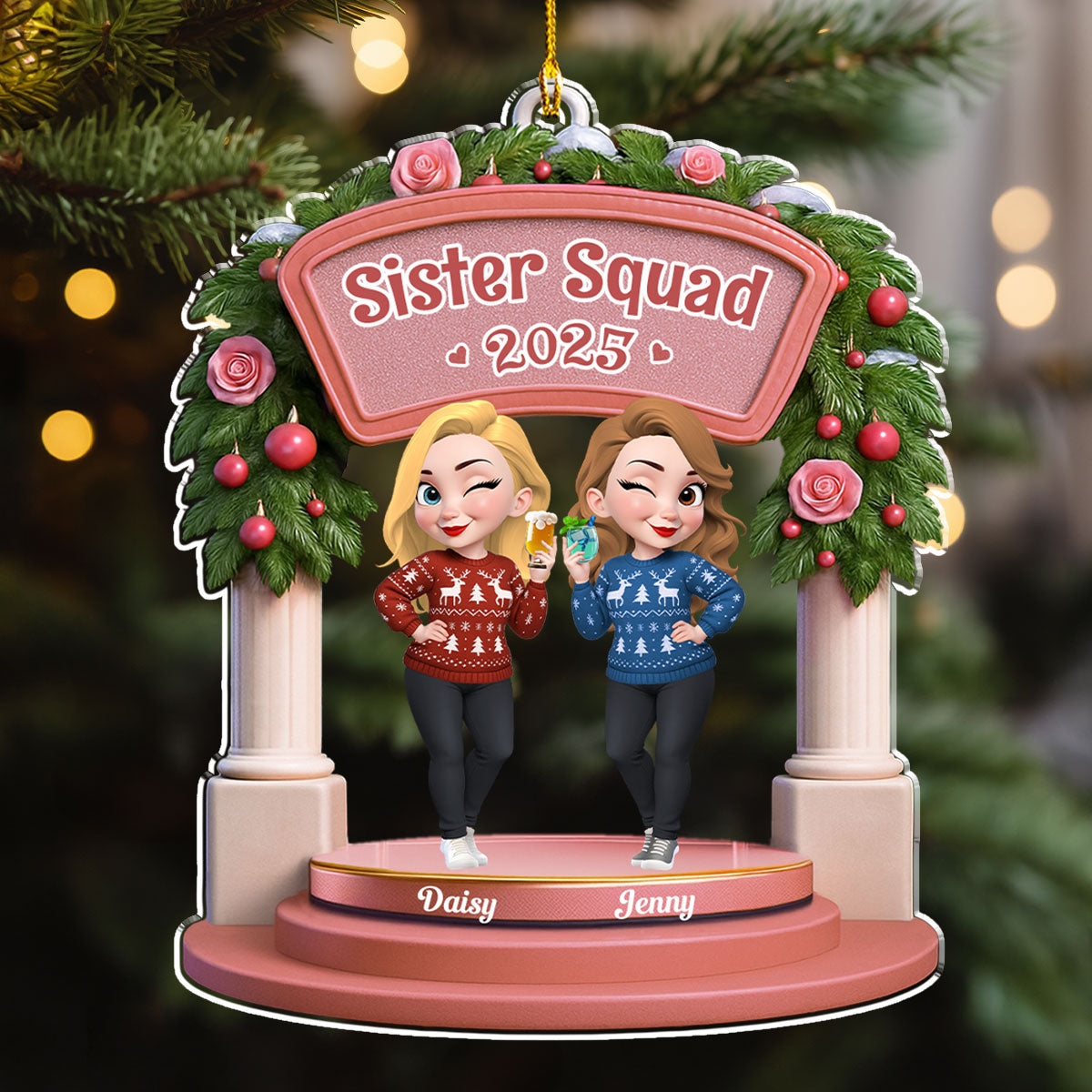 Besties Make The Season Bright - Personalized Custom Acrylic Ornament