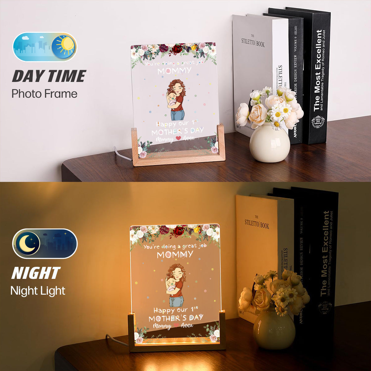 Best Mommy - Personalized Custom Plaque With Walnut Base