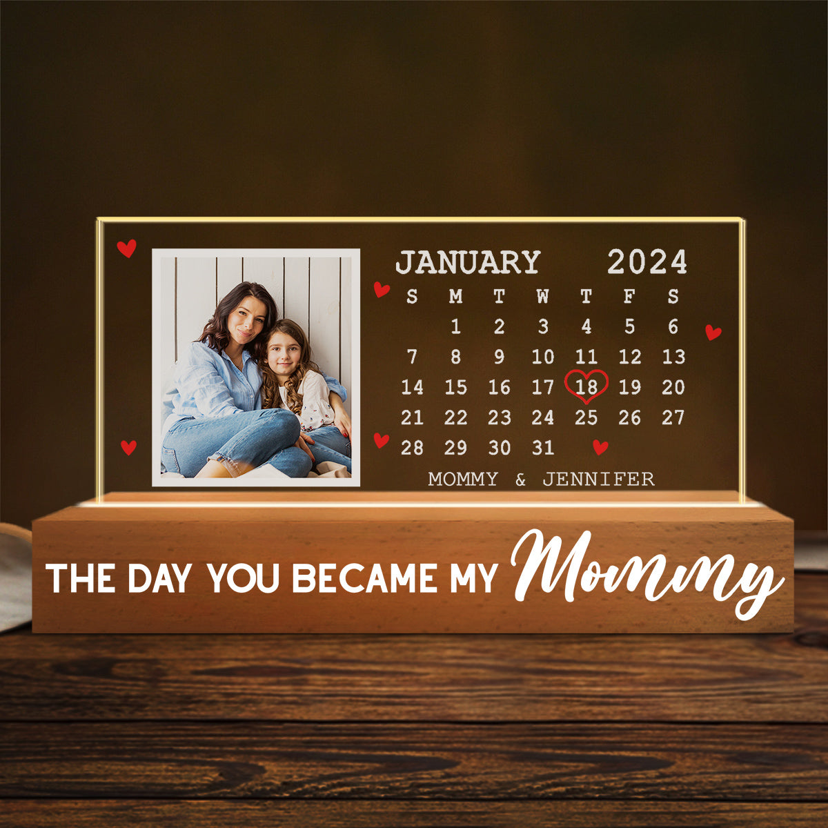 The Days You Became Mom - Personalized Custom Acrylic 3D LED Night Light