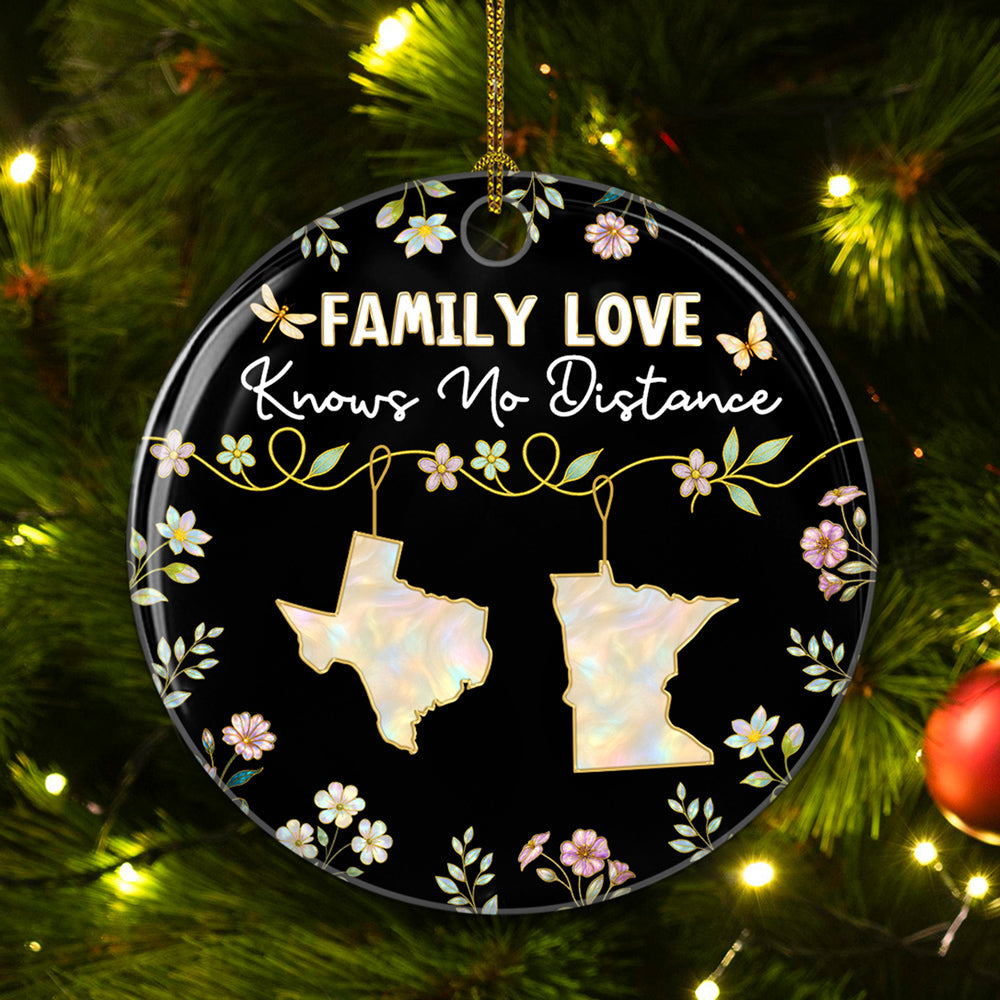 Family Love Knows No Distance Mother Of Pearl 2 - Personalized Custom Ceramic Ornament