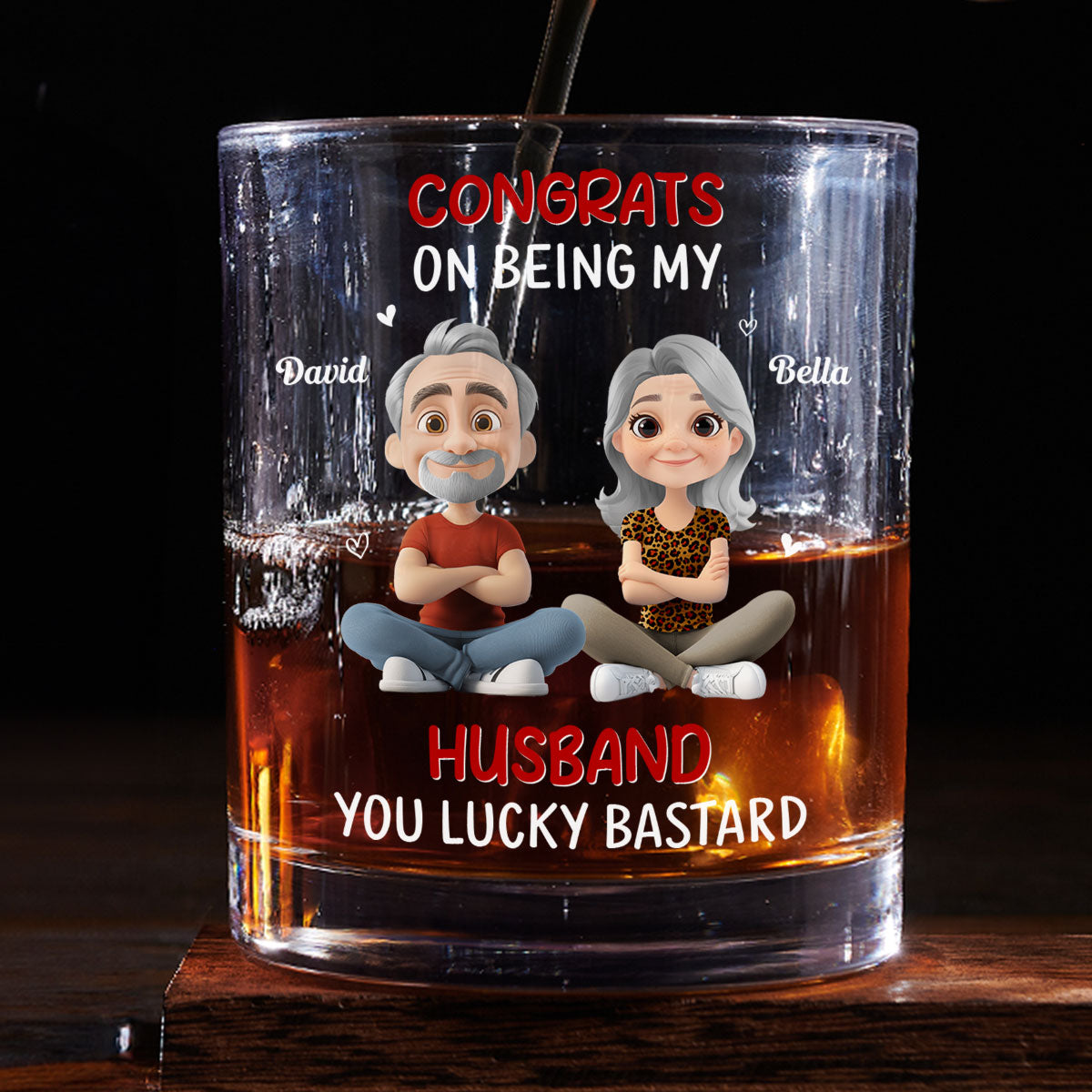 Congrats My Husband - Personalized Custom Whiskey Glass