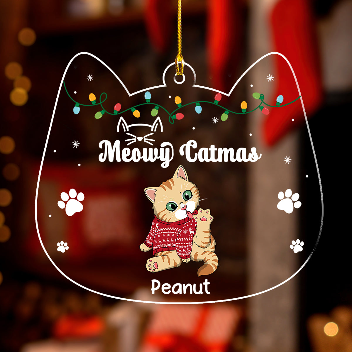 Meowy Catmas Licking- Personalized Custom Acrylic Ornament