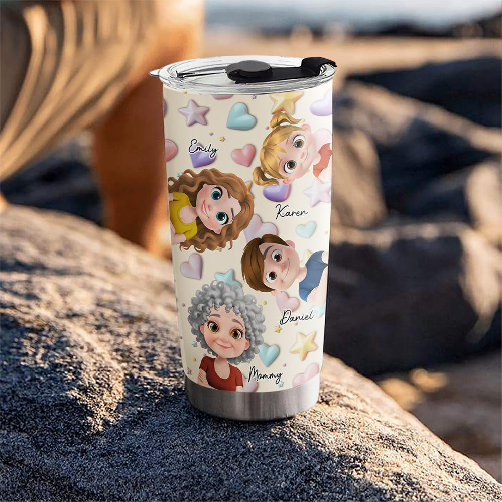 Cute Mommy And Children - Personalized Custom 3D Effect Tumbler