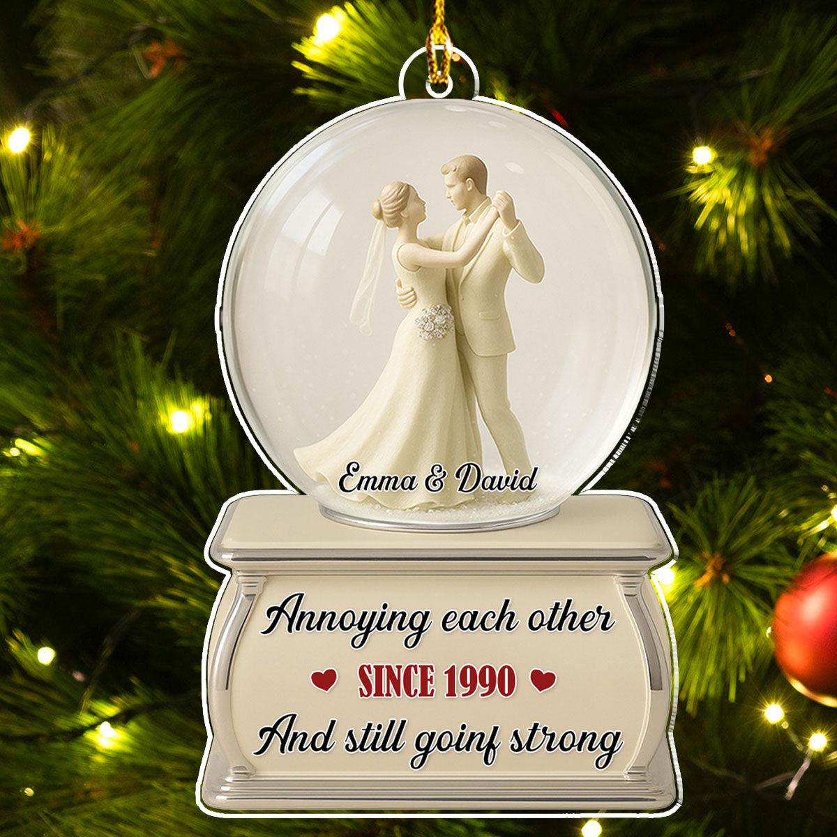 Dancing Couple Snow Globe - Personalized Custom Acrylic Ornament